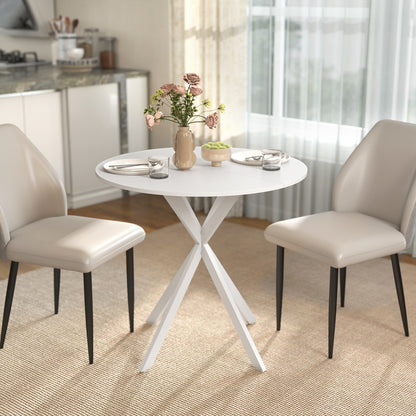 80cm Round Dining Table, Industrial Kitchen Table with Steel Legs