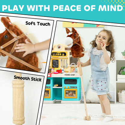 Stick Horse with Wood Wheels, Pony Neighing and Galloping Sounds