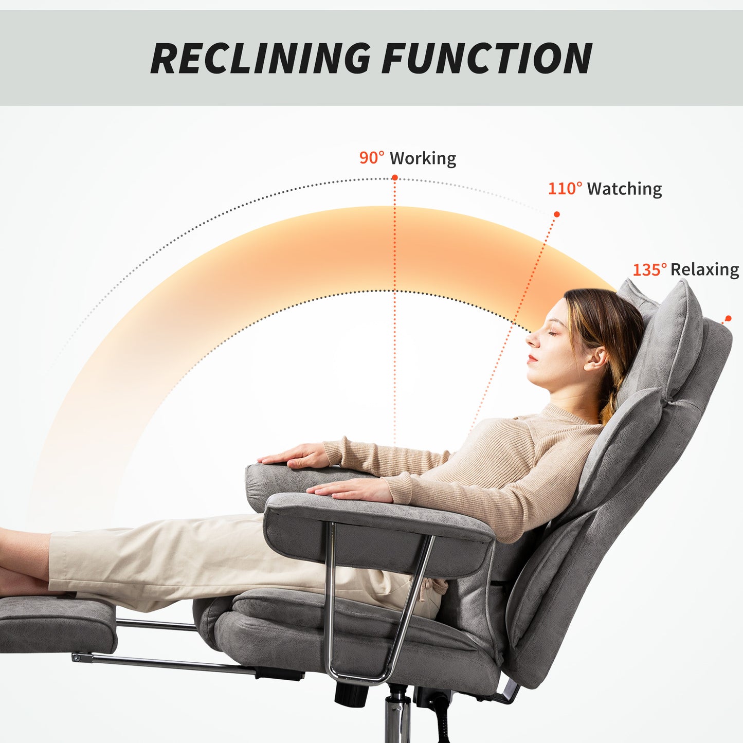 Office Chair, High Back Leathaire Desk Chair for Home, Grey