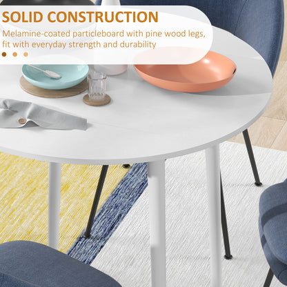 Foldable Dining Table, Round Drop Leaf Table, Wood Legs, White