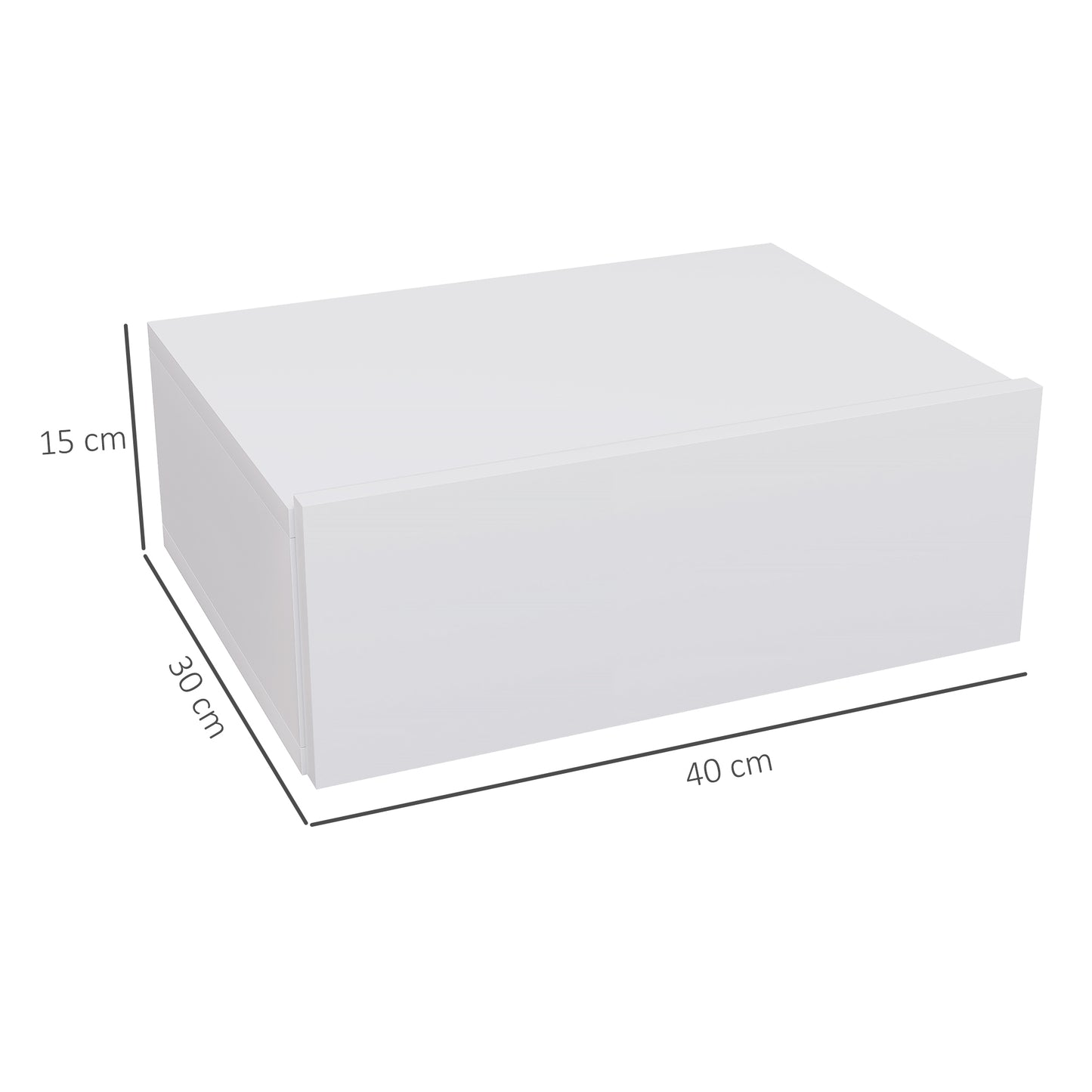 Floating Bedside Table, Wall-Mounted Side Table for Bedroom, White