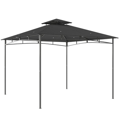 Outsunny 3 x 3 m Gazebo, Outdoor Gazebo Canopy with 2-Tier Roof, Dark Grey