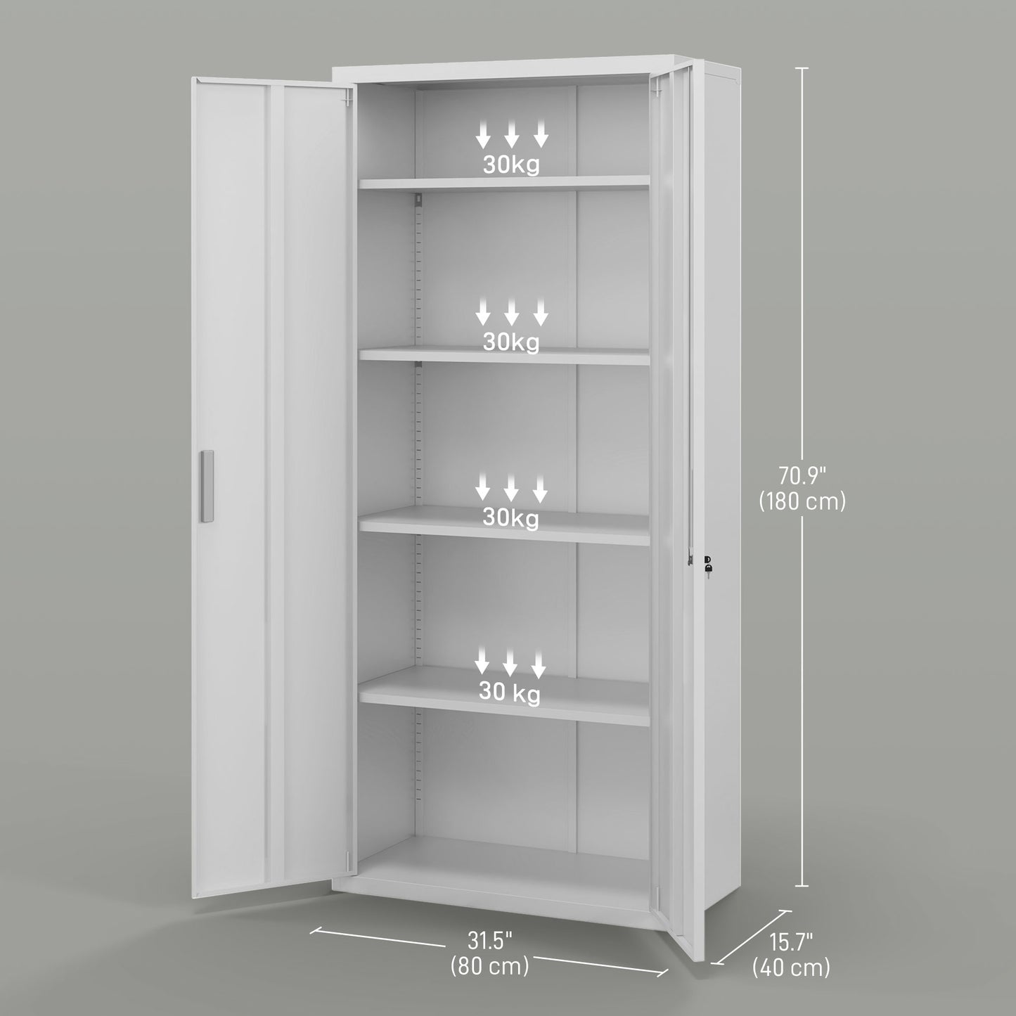 Lockable Metal Cabinet with 2 Doors, File Cabinet for Home Office, White