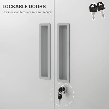 Lockable Metal Cabinet with 2 Doors, File Cabinet for Home Office, White
