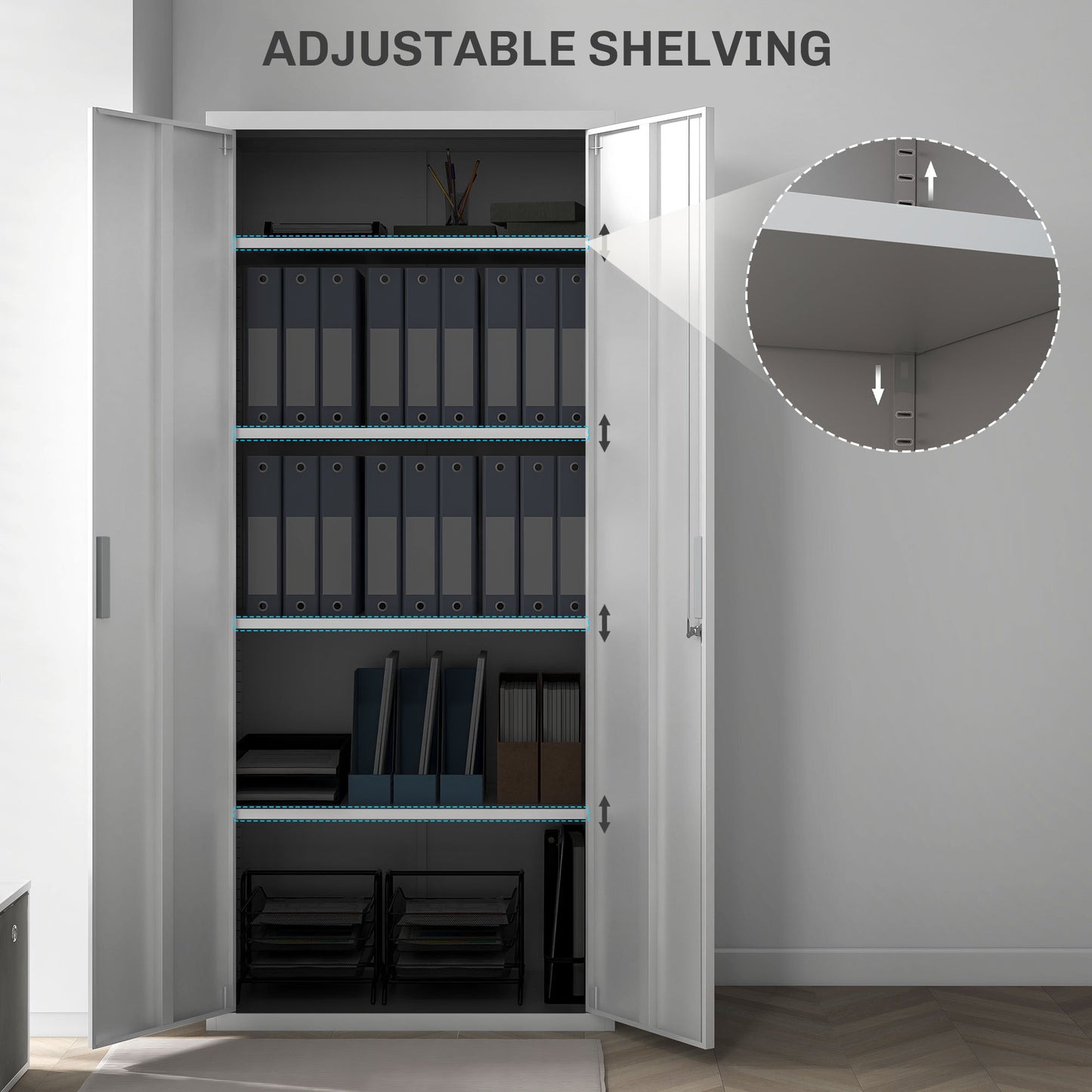 Lockable Metal Cabinet with 2 Doors, File Cabinet for Home Office, White