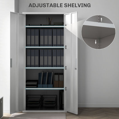 Lockable Metal Cabinet with 2 Doors, File Cabinet for Home Office, White