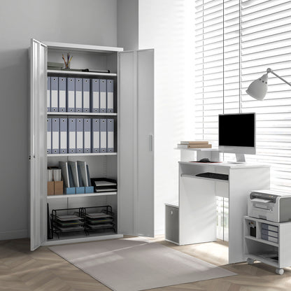 Lockable Metal Cabinet with 2 Doors, File Cabinet for Home Office, White