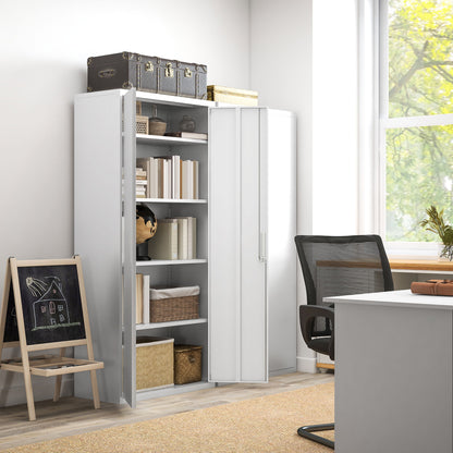 Lockable Metal Cabinet with 2 Doors, File Cabinet for Home Office, White