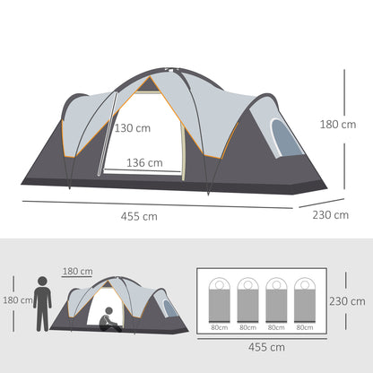5-6 Man Dome Camping Tent Hiking Shelter UV Protection 3000mm Water Resistant Tunnel Tent - Multicolor