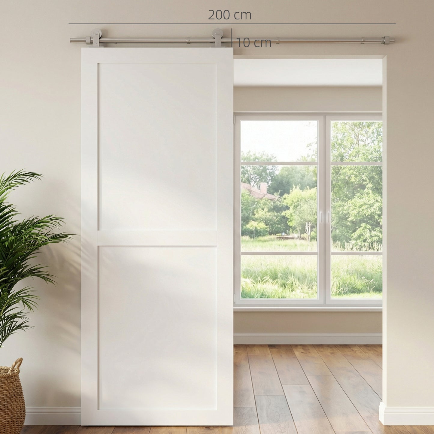 Sliding Door Hardware Kit Smooth Quiet 200cm Sliver Tone