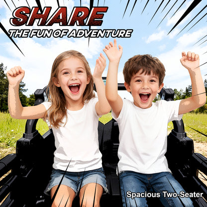 24V Electric Ride on Car, 2-Seater Kids Electric Truck, Orange