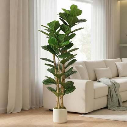 180cm Artificial Fiddle Leaf Fig Tree with Solid Wood Trunks