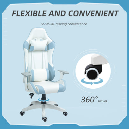 Gaming Chair for Adults Faux Leather Computer Chair w/ 3D Armrests Blue