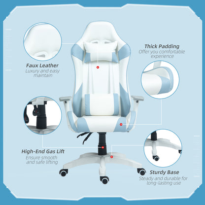 Gaming Chair for Adults Faux Leather Computer Chair w/ 3D Armrests Blue