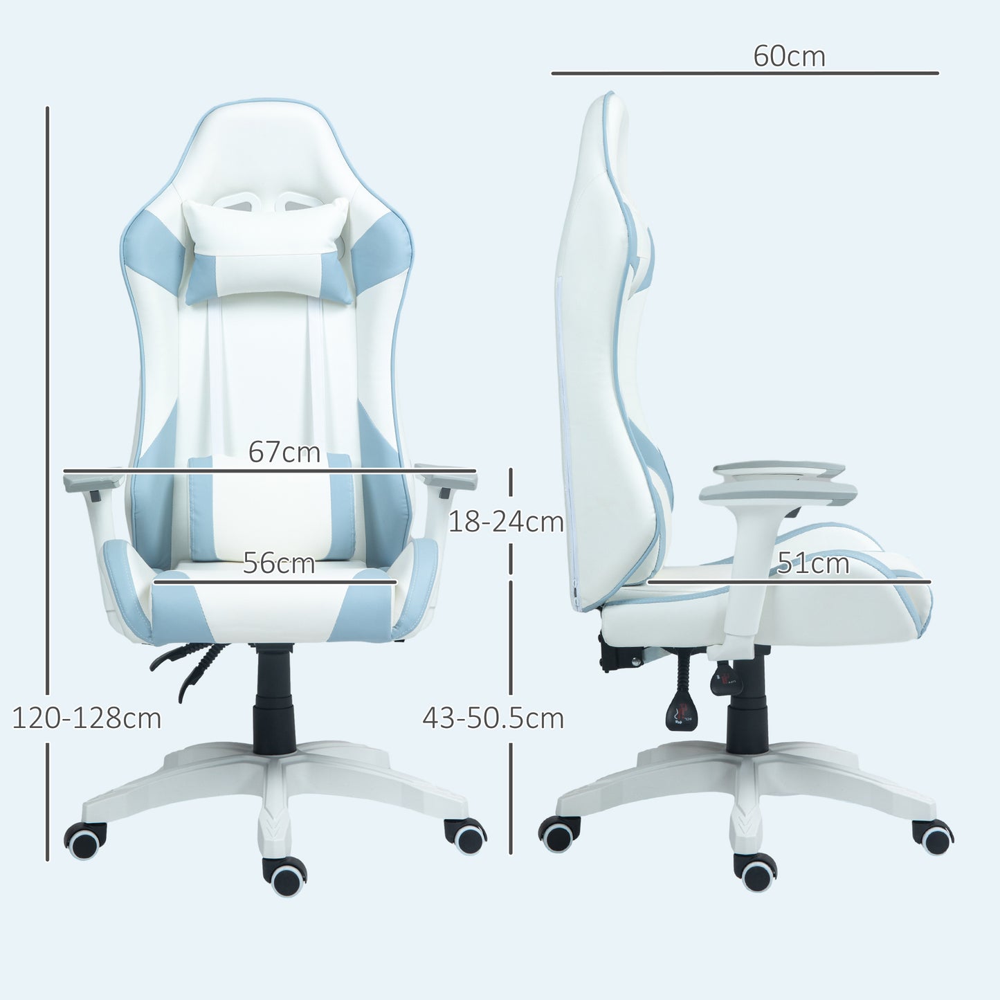 Gaming Chair for Adults Faux Leather Computer Chair w/ 3D Armrests Blue