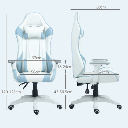 Gaming Chair for Adults Faux Leather Computer Chair w/ 3D Armrests Blue