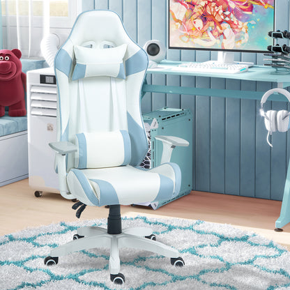 Gaming Chair for Adults Faux Leather Computer Chair w/ 3D Armrests Blue