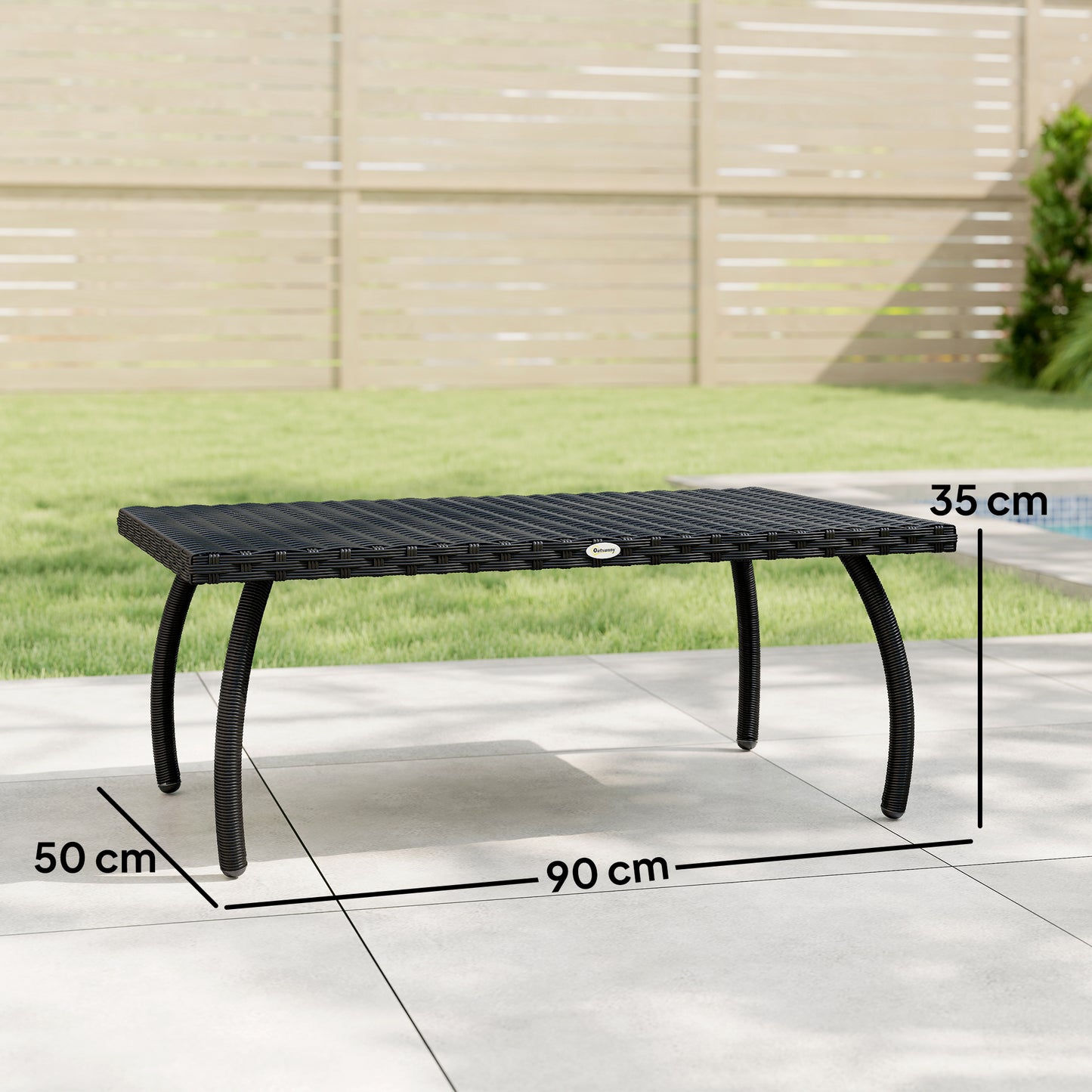 90 cm Rattan Garden Coffee Table Wicker Outdoor Table Furniture