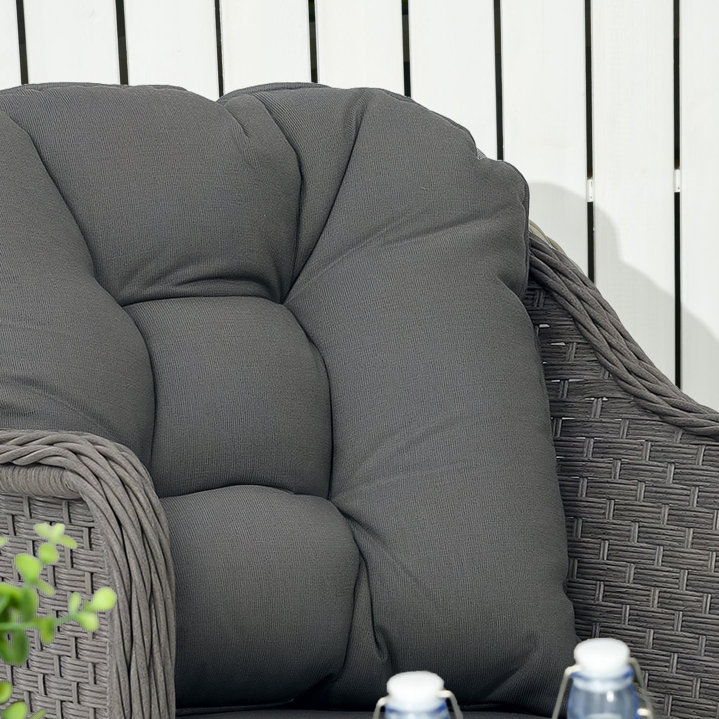 4 PCS Rattan Garden Furniture, Padded Cushions Conversation Sofa Set
