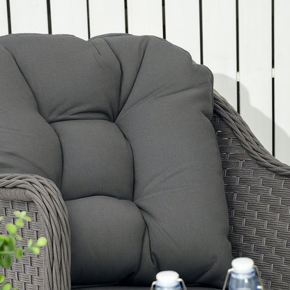 4 PCS Rattan Garden Furniture, Padded Cushions Conversation Sofa Set