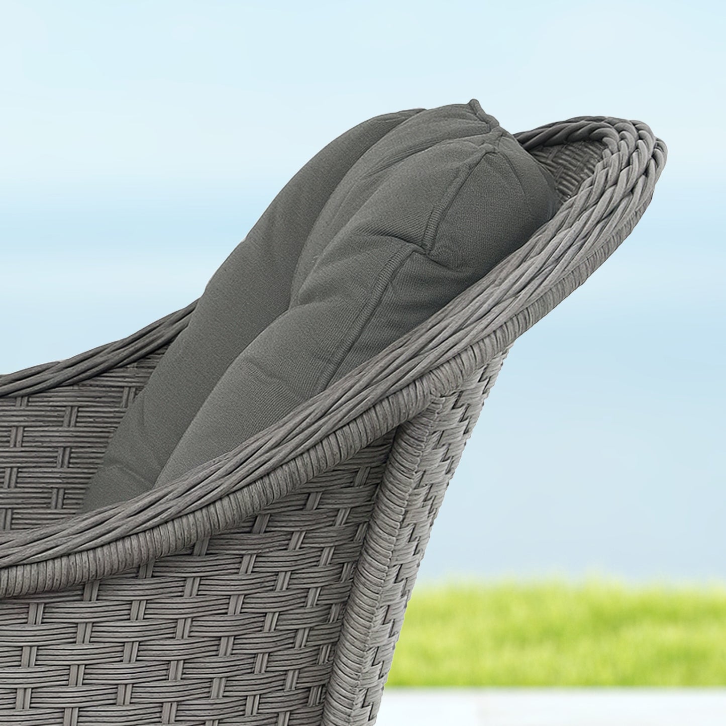 4 PCS Rattan Garden Furniture, Padded Cushions Conversation Sofa Set