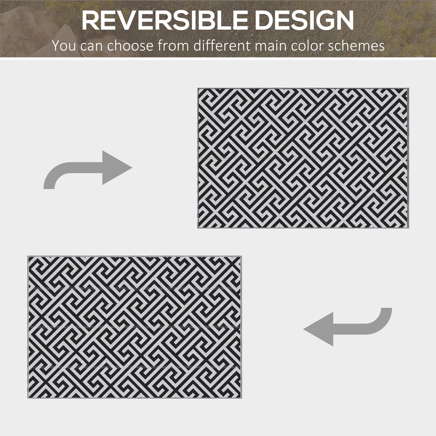 152x243cm Reversible Outdoor Rug Portable Plastic Straw RV Camping Mat