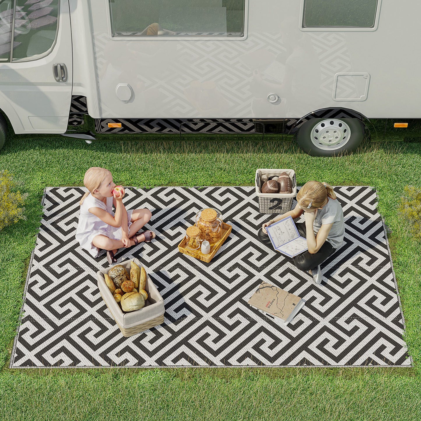 152x243cm Reversible Outdoor Rug Portable Plastic Straw RV Camping Mat