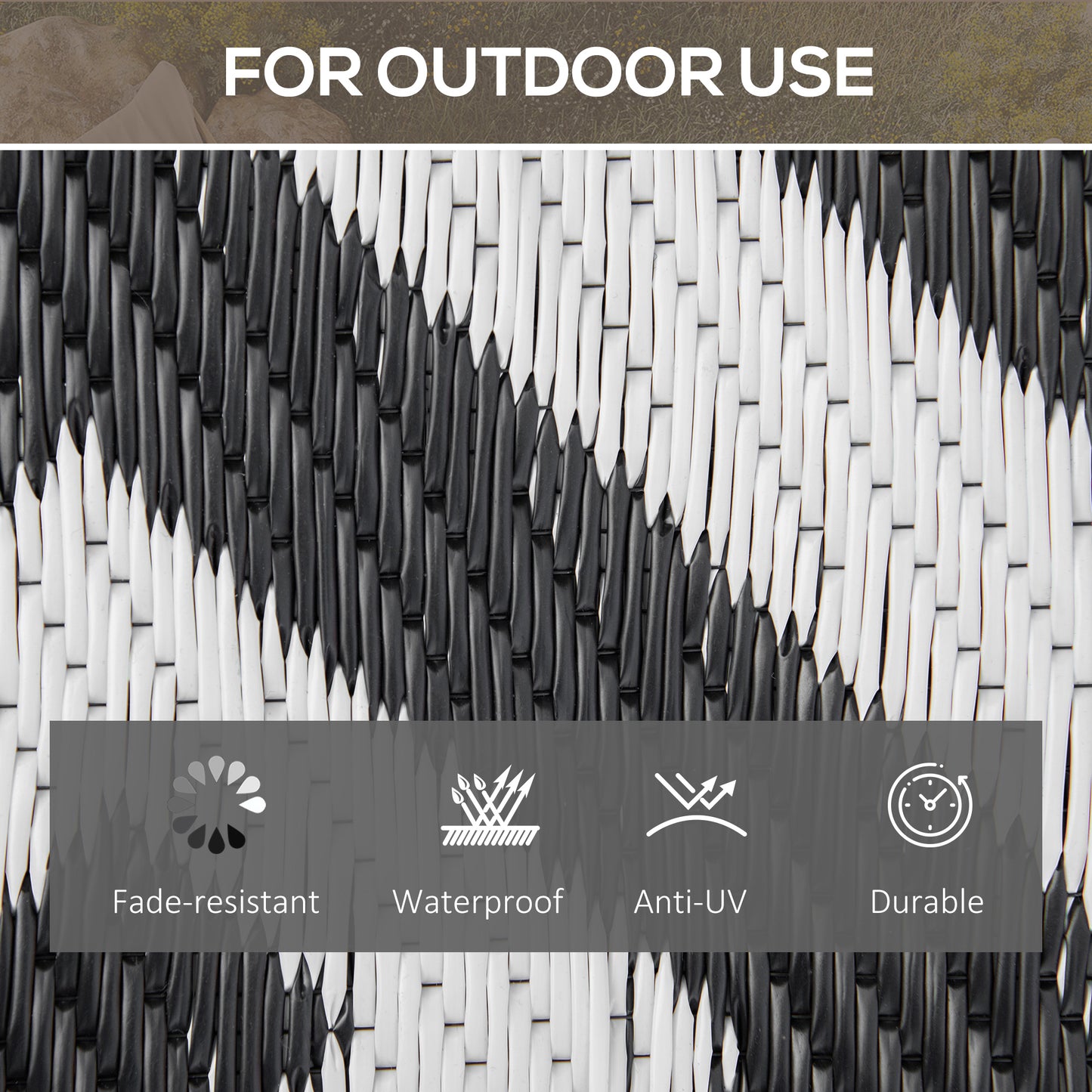 152x243cm Reversible Outdoor Rug Portable Plastic Straw RV Camping Mat
