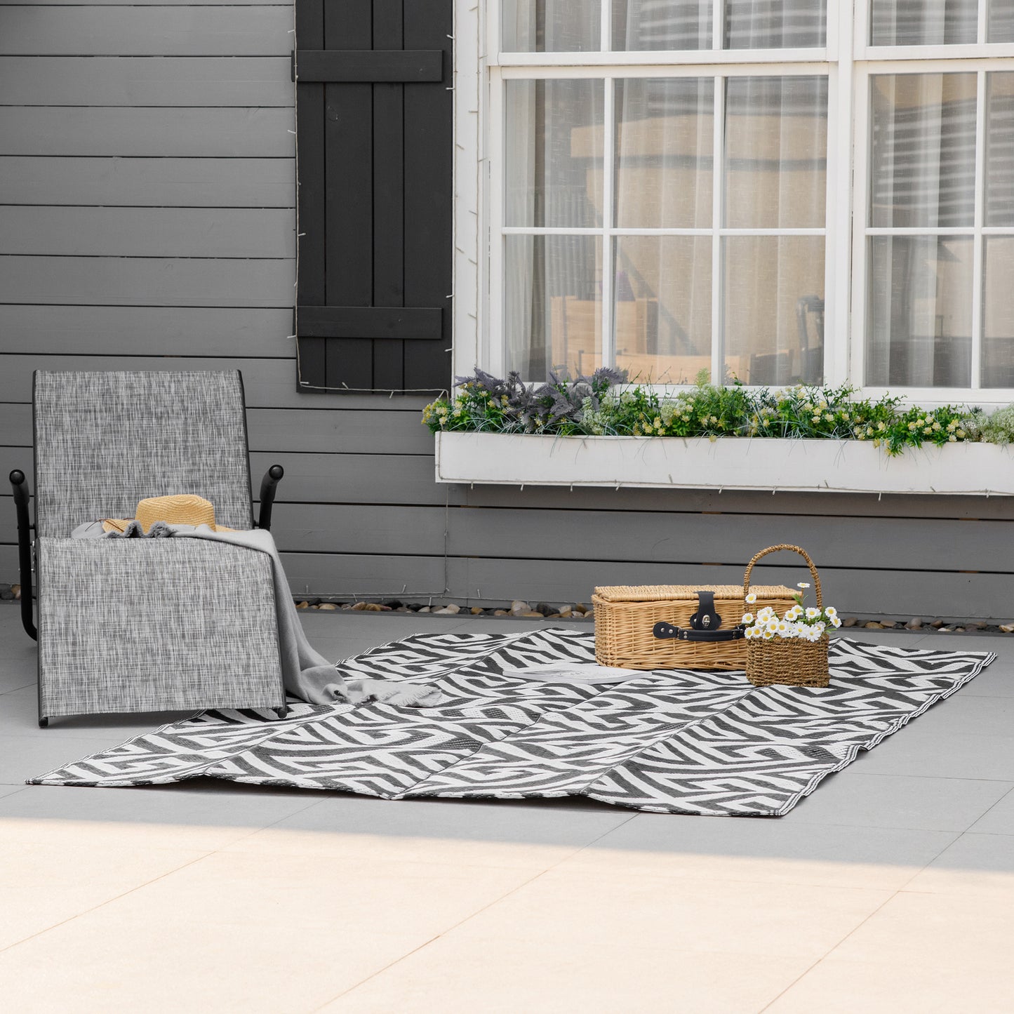 152x243cm Reversible Outdoor Rug Portable Plastic Straw RV Camping Mat