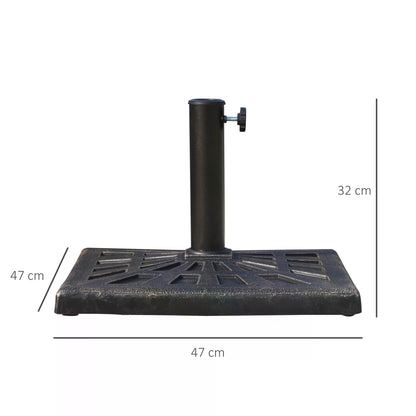 15kg Parasol Base Durable Patterned Colophony Garden Patio Square Umbrella Stand Base Stand Bronze