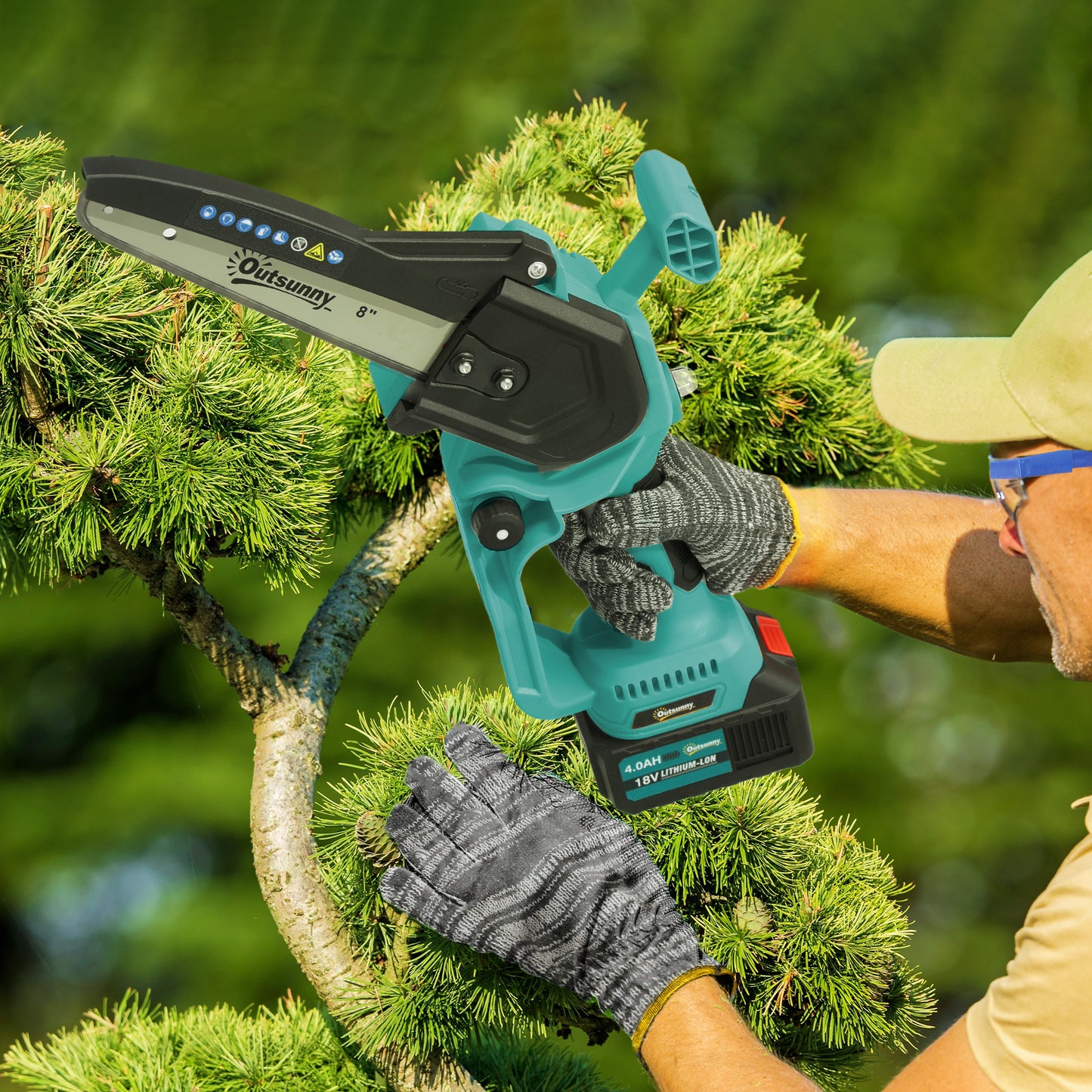 8 Inch Electric Chainsaw with Brushless Motor, 2 Batteries, Blue