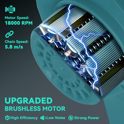 8 Inch Electric Chainsaw with Brushless Motor, 2 Batteries, Blue