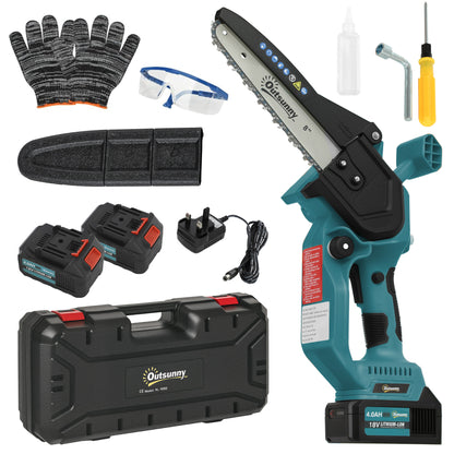 8 Inch Electric Chainsaw with Brushless Motor, 2 Batteries, Blue