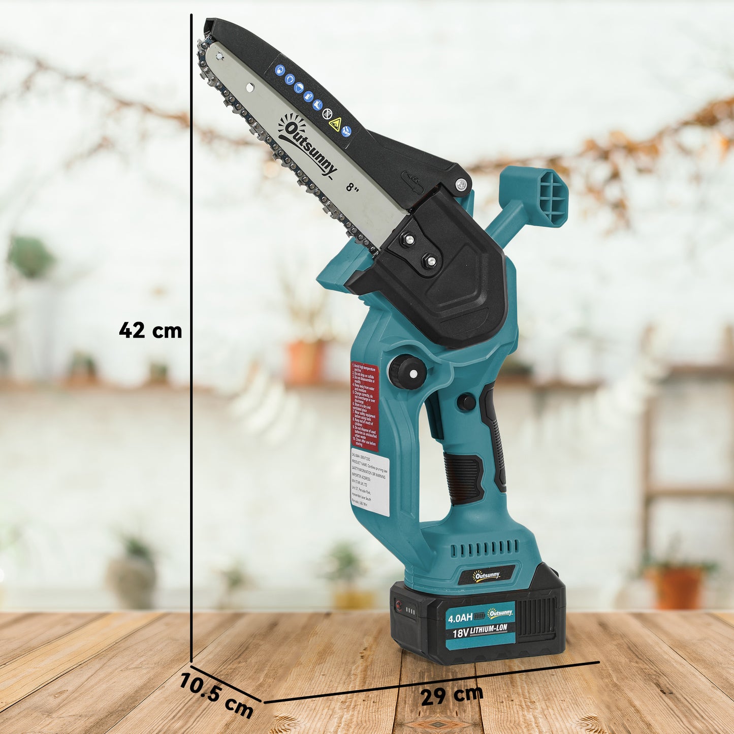 8 Inch Electric Chainsaw with Brushless Motor, 2 Batteries, Blue