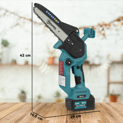 8 Inch Electric Chainsaw with Brushless Motor, 2 Batteries, Blue
