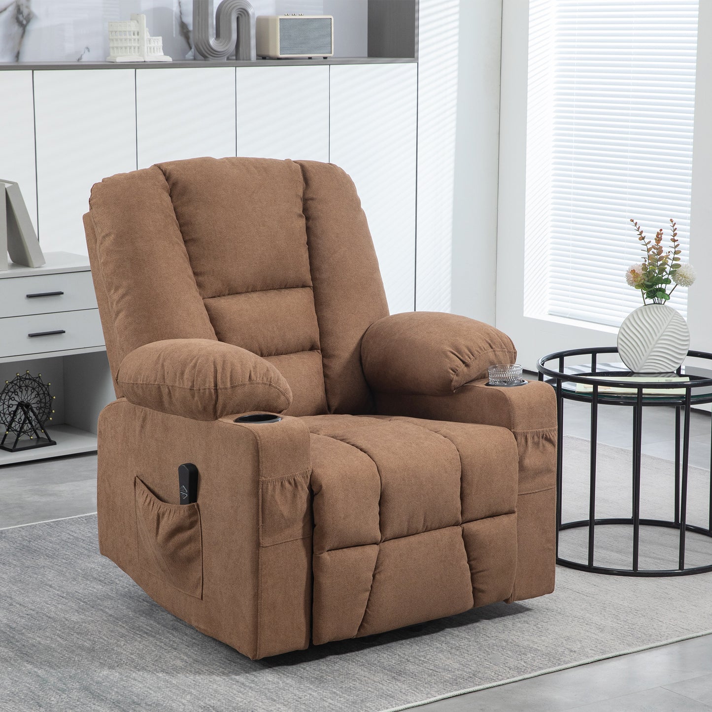 Riser and Recliner Chair w/ Remote, Lift Chair for Elderly, Brown