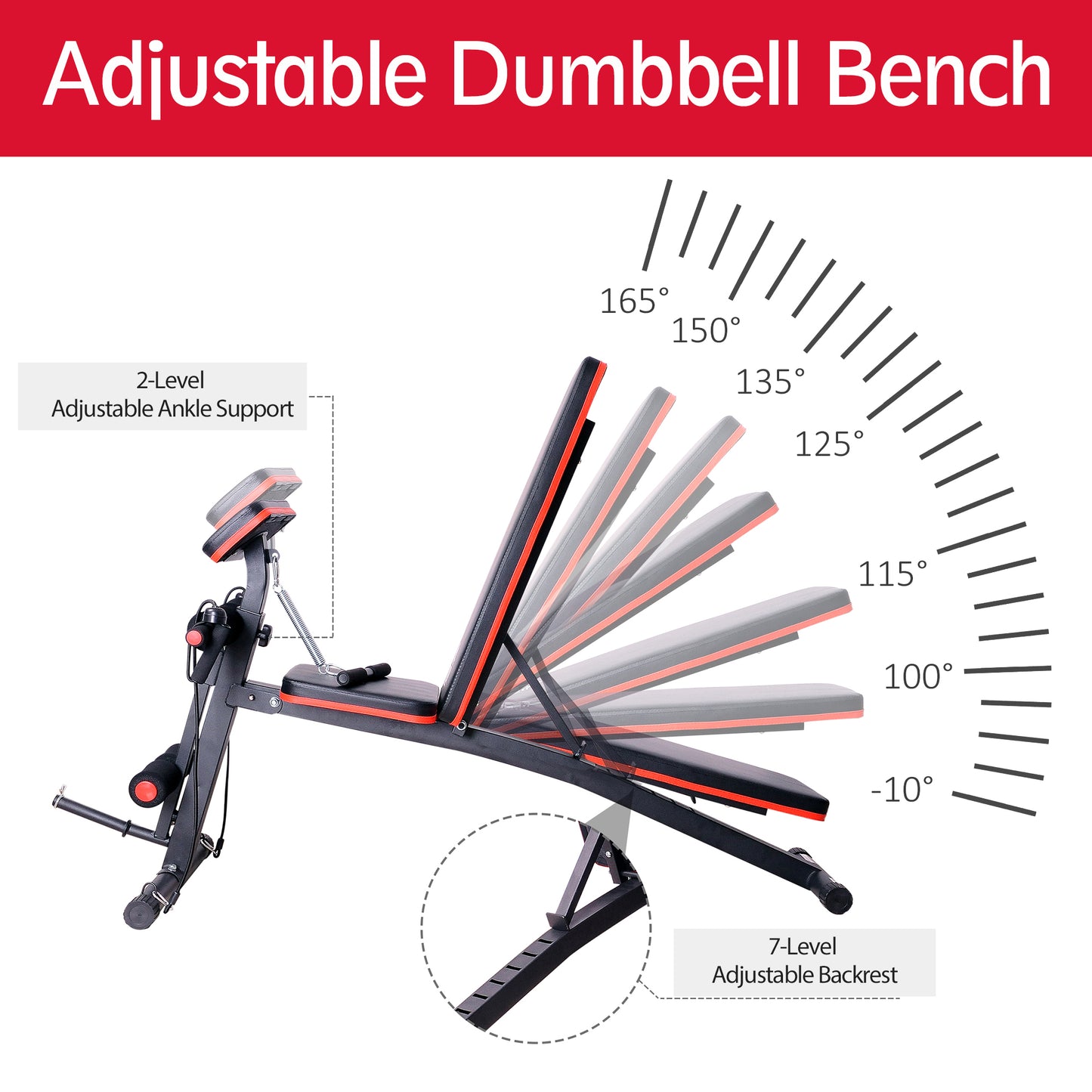 Foldable Adjustable Dumbbell Weight Lifting Sit Up Ab Bench Home Training Gym Incline Multiuse Workout Exercise Fitness