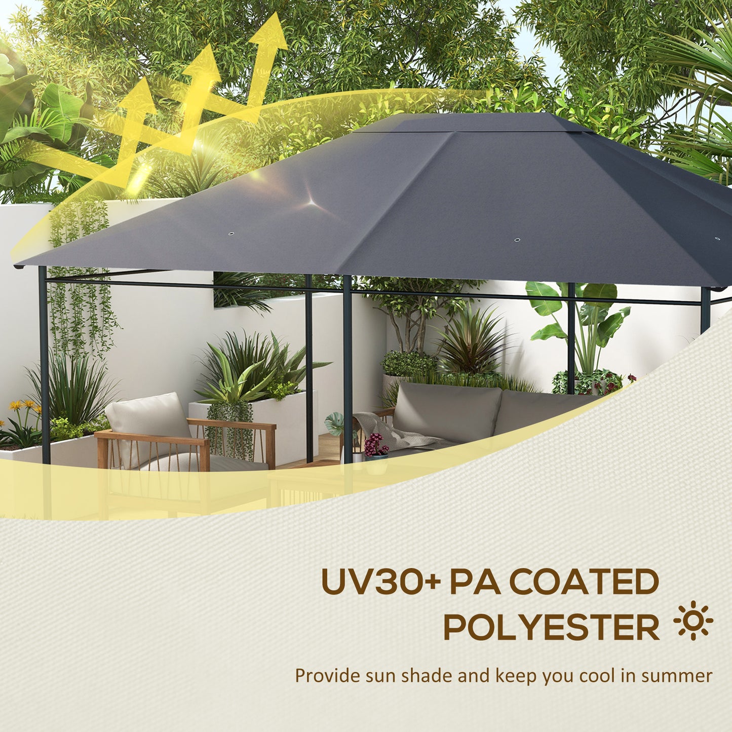 3 x 4m Gazebo Canopy Replacement Gazebo Roof Cover, Dark Grey