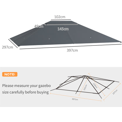 3 x 4m Gazebo Canopy Replacement Gazebo Roof Cover, Dark Grey