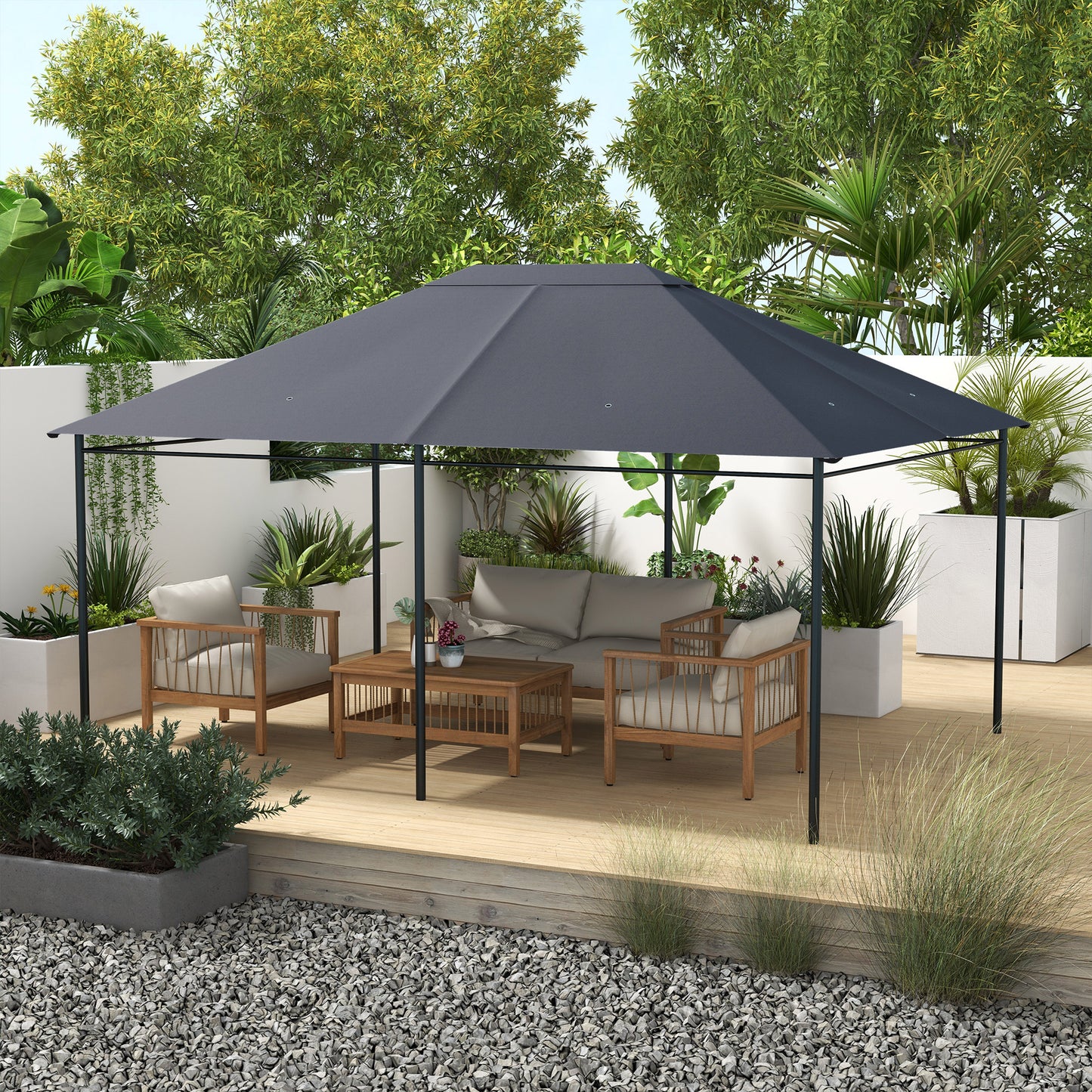 3 x 4m Gazebo Canopy Replacement Gazebo Roof Cover, Dark Grey