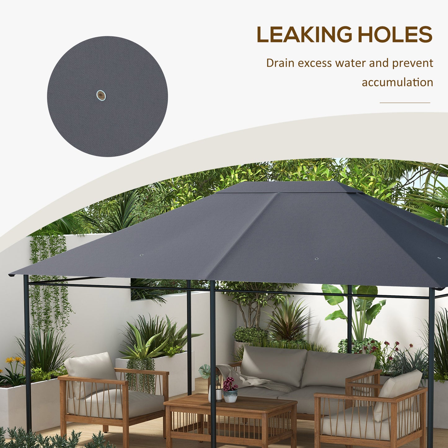 3 x 4m Gazebo Canopy Replacement Gazebo Roof Cover, Dark Grey