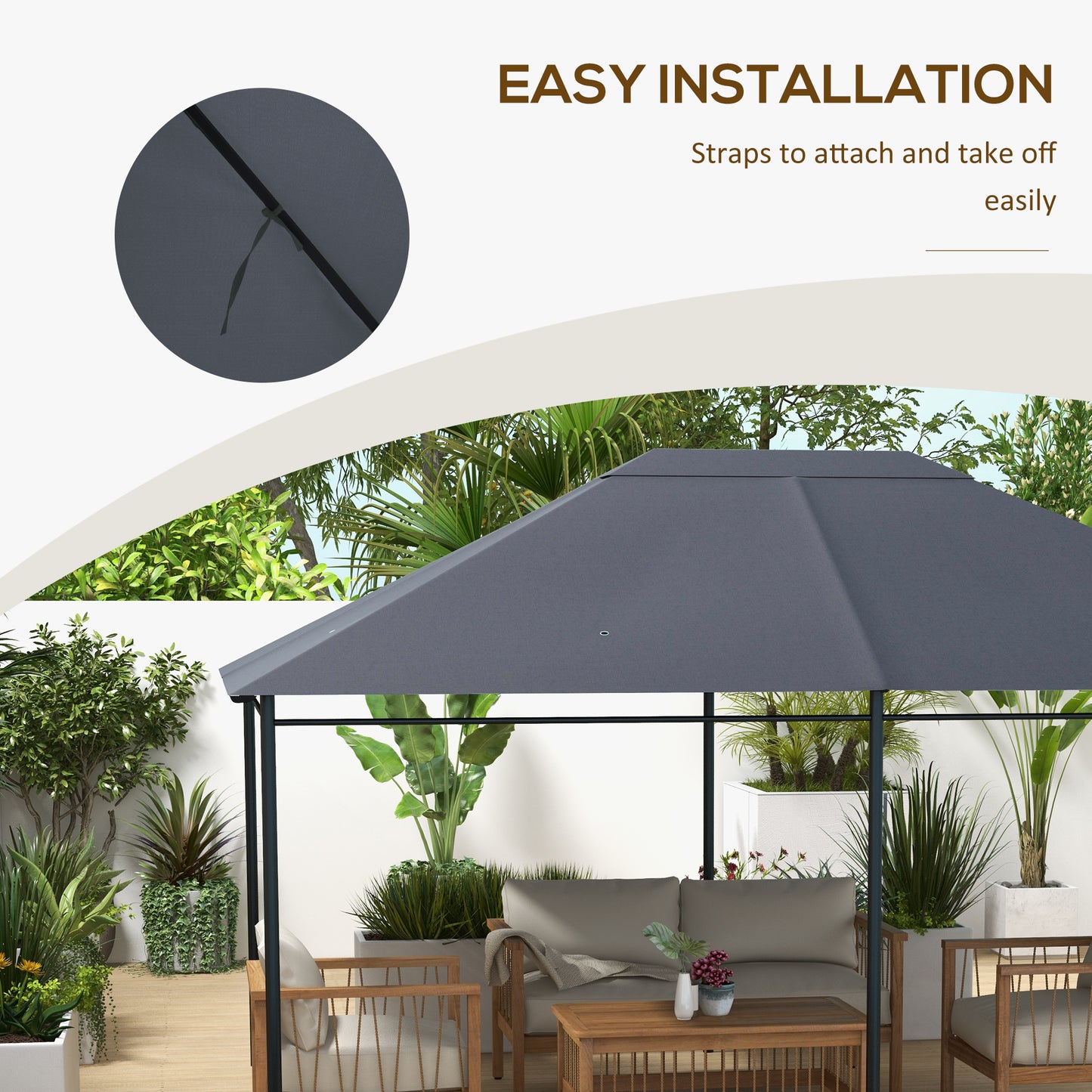3 x 4m Gazebo Canopy Replacement Gazebo Roof Cover, Dark Grey