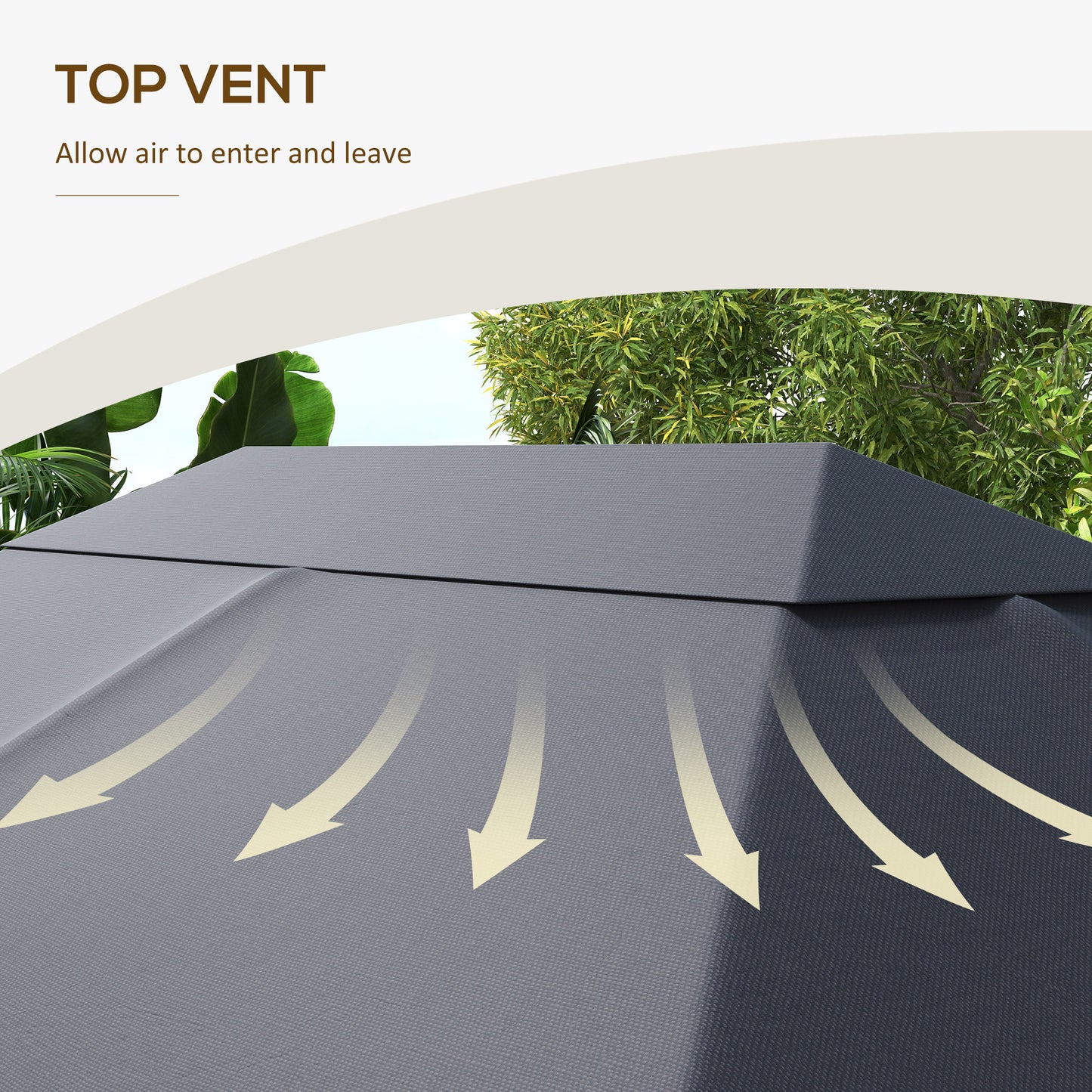 3 x 4m Gazebo Canopy Replacement Gazebo Roof Cover, Dark Grey