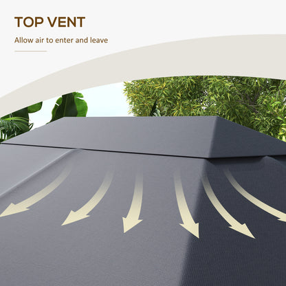 3 x 4m Gazebo Canopy Replacement Gazebo Roof Cover, Dark Grey