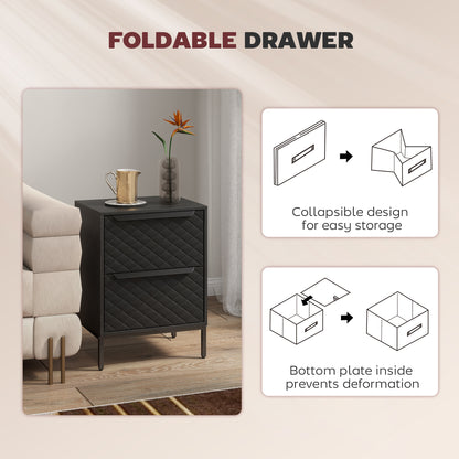 Chest of Drawers, 2 Fabric Drawer Dresser, Aluminium Handles, Black