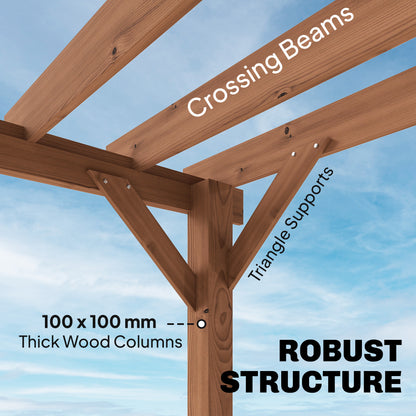 3 x 3 m Wooden Pergola Gazebo Grape Trellis, Maple Wood-effect