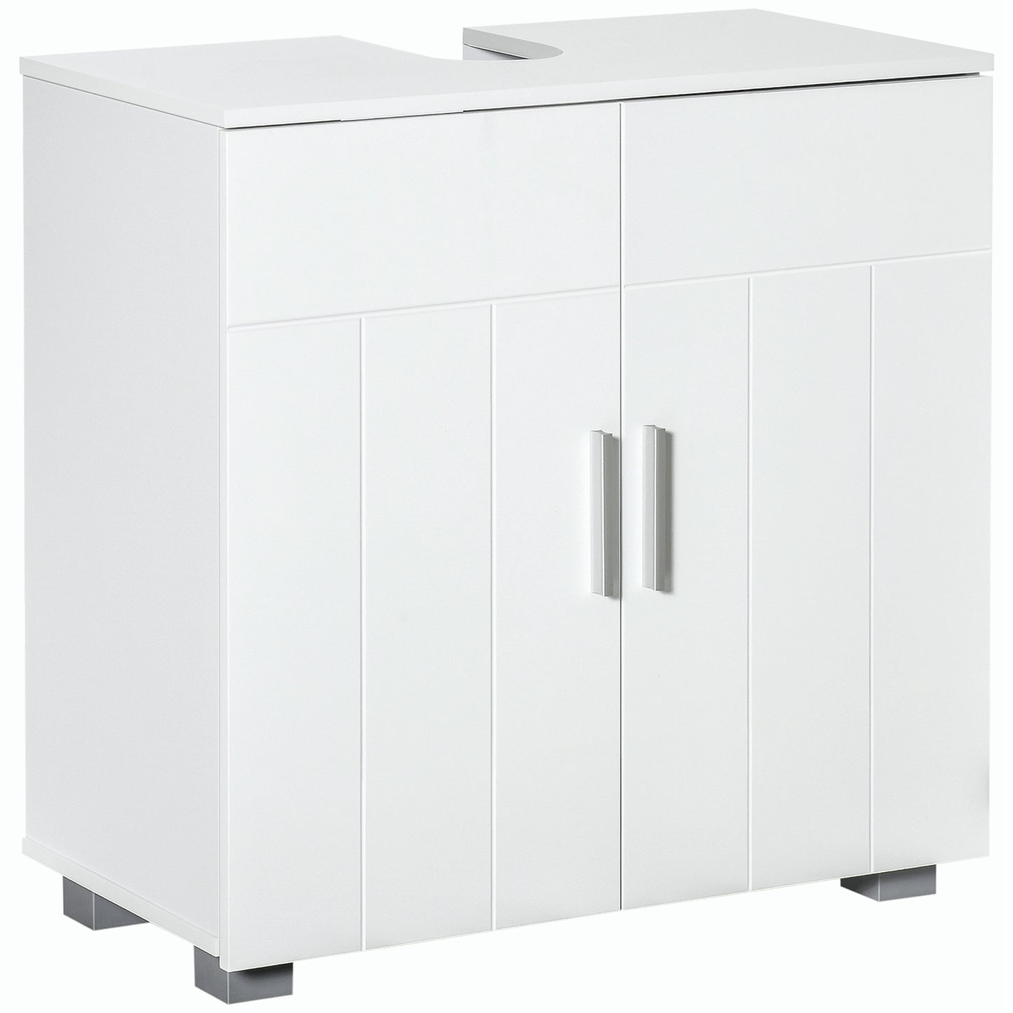 Bathroom Pedestal Under Sink Cabinet with Adjustable Shelf, White