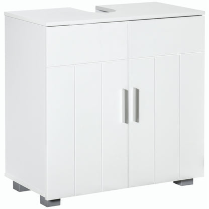 Bathroom Pedestal Under Sink Cabinet with Adjustable Shelf, White