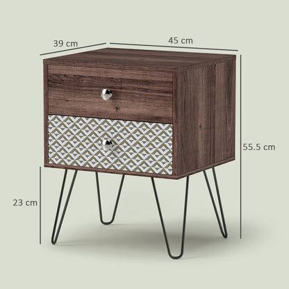 2-Drawer Nightstand, Sofa Bedside Table for Living Room, Bedroom