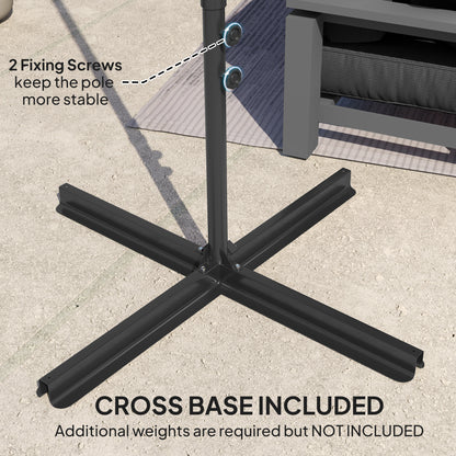 2.5M Offset Roma Patio Umbrella W/ 360° Rotation, Black